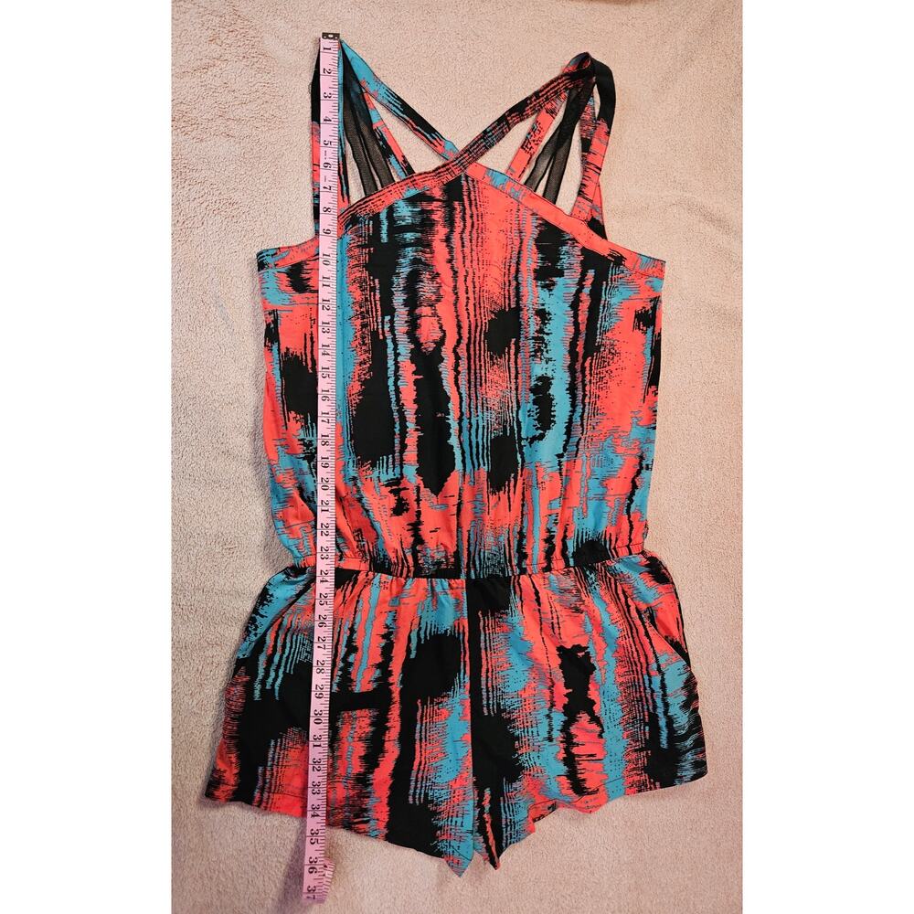 Fabletics Liza Romper in Heat Wave Print Strappy Mesh Detail Women's Large - Picture 5 of 9
